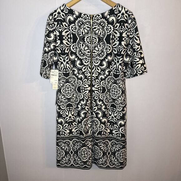 Eliza‎ J Black & White Shift Dress Womens 10 Corpcore Classic Graduation - Picture 8 of 11